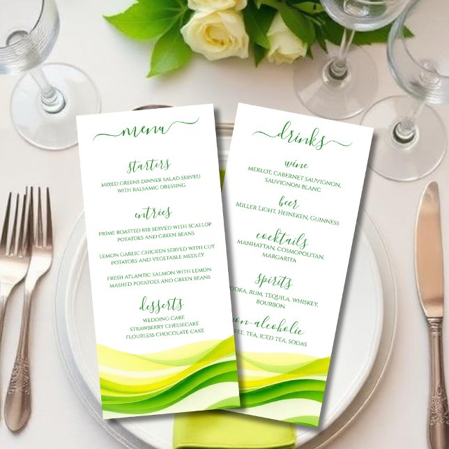 Menu Cardápio de Jantar e Bar Verde e Amarelo Cítrico d (Island Citrus Green and Yellow Dinner and Bar Menu)