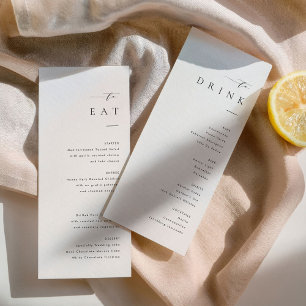 Menu Cardápio de Jantar e Bebidas de Casamento Minimali