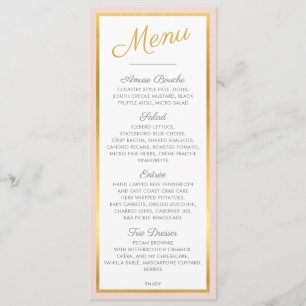 Menu CARDÁPIO DE JANTAR ELEGANTE casamento moderno dour