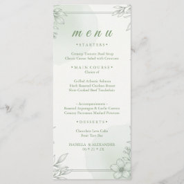 Menu Cardápio de Jantar Floral de Linha de Verdura de S