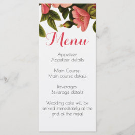 Menu Cardápio de Jantar para Convidados da Recepção de 