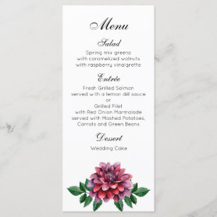 Menu Cardápio de janto de casamento. Dahlias