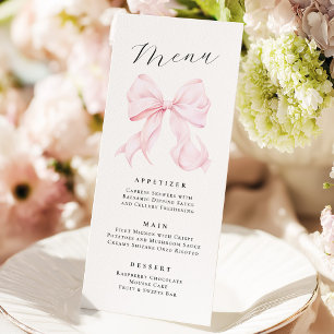 Menu Cardápio de Laço Rosa Elegante