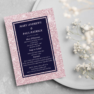 Menu Cardápio de lantejoulas rosa azul-navy abstrato