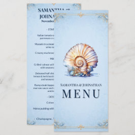 Menu Cardápio de luxo de concha de praia vintage concha