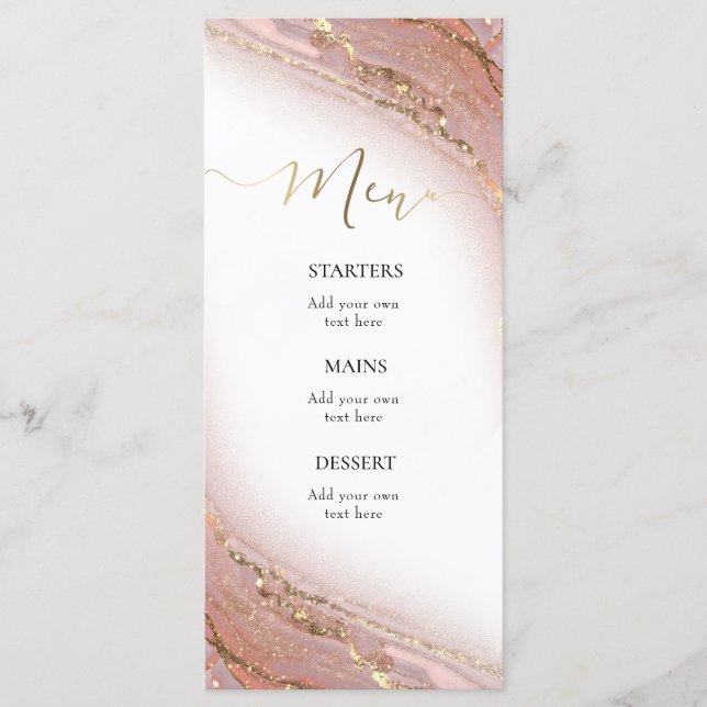 Menu cardápio de mármore de tinta aquarela (Frente)