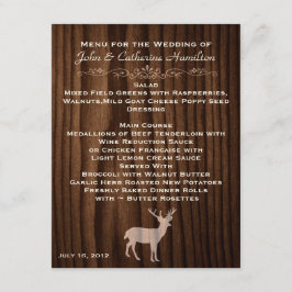 Menu Cardápio de Mesa de Casamento Dark Wood Deer Count