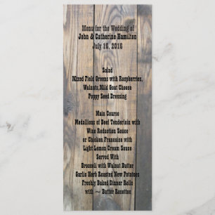 Menu Cardápio de Mesa de Casamento Rústico com Cerca de