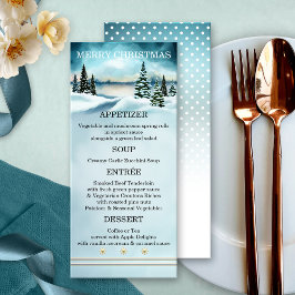 Menu Cardápio de Natal do Mundo de Inverno em Aquarela