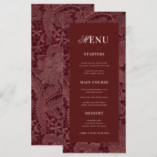 Menu Cardápio de Noite de Casamento Elegante em Renda B