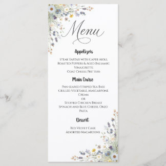 Menu Cardápio de Noiva com Flor Silvestre Eterna