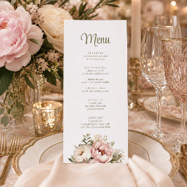 Menu Cardápio de Noiva com Peônia Bege e Marfim