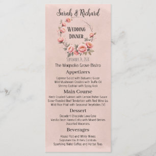 Menu Cardápio de Noiva do Jardim Secreto Floral Pêssego