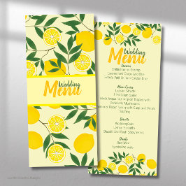 Menu Cardápio de Noiva Elegante de Limão