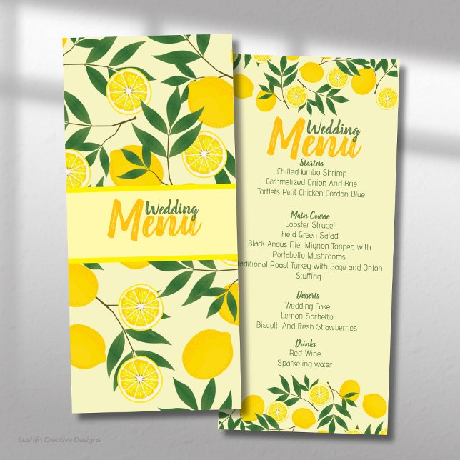 Menu Cardápio de Noiva Elegante de Limão (Criador carregado)