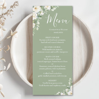 Menu Cardápio de Noiva Elegante Floral Verde
