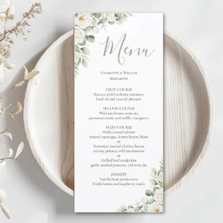 Menu Cardápio de Noiva Elegante Floral Verde
