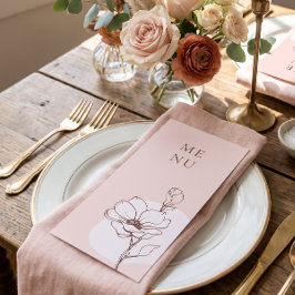 Menu Cardápio de Noiva Floral Boêmio Moderno Rosa