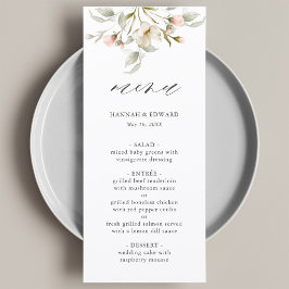 Menu Cardápio de Noiva Floral Elegante Salmão de Sálvia