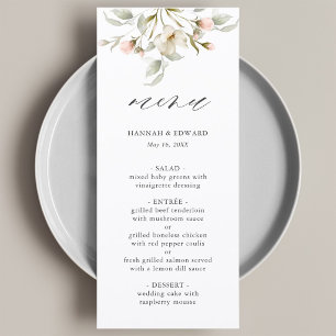 Menu Cardápio de Noiva Floral Elegante Salmão de Sálvia