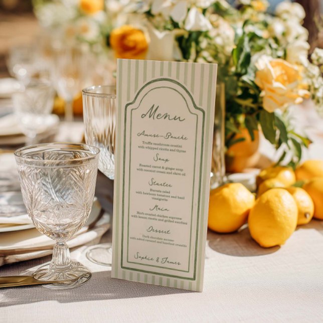 Menu Cardápio de Noiva Plano com Listras Verdes (Criador carregado)