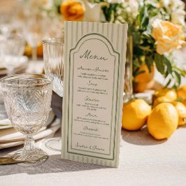 Menu Cardápio de Noivado Listrado Verde