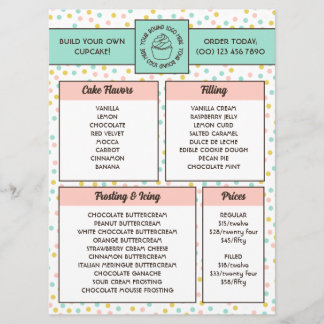 Menu Cardápio de Padaria de Cupcake com Bolinhas Fofo
