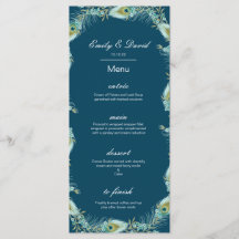 Cardápio de Pavão Editável, Cardápio de Casamento,