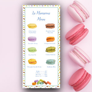 Menu Cardápio de Preços de Sabores de Macarons Francese