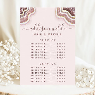 Menu Cardápio de Preços de Serviço de Ágata com Brilho