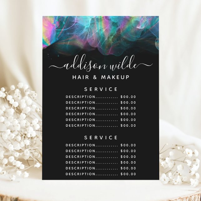 Menu Cardápio de Preços do Serviço de Tinta Alcoólica H (Criador carregado)