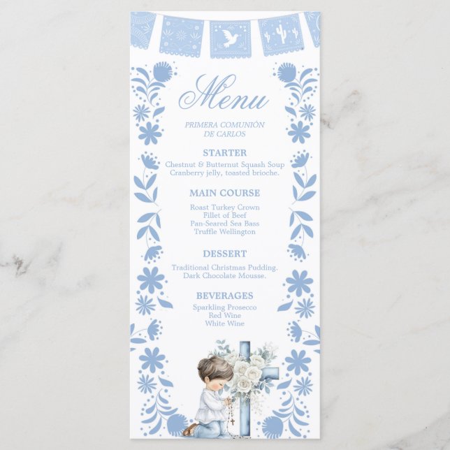 Menu Cardápio de Primeira Comunhão ajoelhado (Frente)