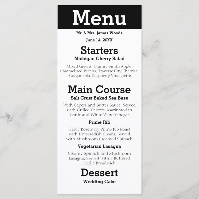 Menu Cardápio de Recepção - Casal Silhueta Moderna (Frente)