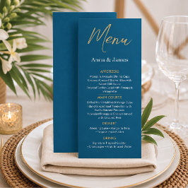 Menu Cardápio de Recepção de Casamento Blue & Gold Dest
