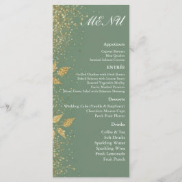 Menu Cardápio de Recepção de Casamento Botânico em Verd