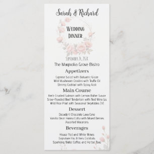 Menu Cardápio de Recepção de Casamento Branco Brilhante