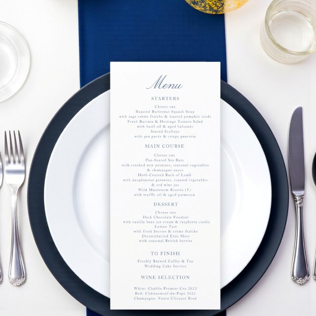 Menu Cardápio de Recepção de Casamento Charmoso Blue Sw (Criador carregado)