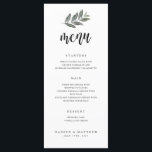 Menu Cardápio de Recepção de Casamento com Galho de Aqu<br><div class="desc">Este cardápio de casamento apresenta um gráfico de galho de aquarela feito à mão e uma escrita elegante para criar uma exibição elegante da refeição da noite.</div>