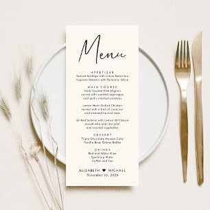 Menu Cardápio de Recepção de Casamento Creme Rascunho M