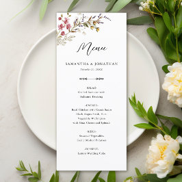 Menu Cardápio de Recepção de Casamento de Flores Silves