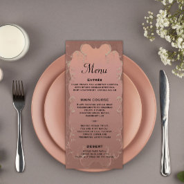 Menu Cardápio de Recepção de Casamento Elegante em Rose