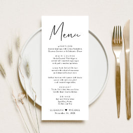 Menu Cardápio de Recepção de Casamento em Letra Moderna