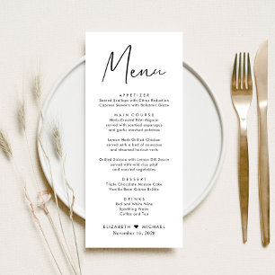 Menu Cardápio de Recepção de Casamento em Letra Moderna