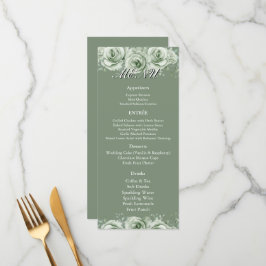 Menu Cardápio de Recepção de Casamento Floral Branco Ve