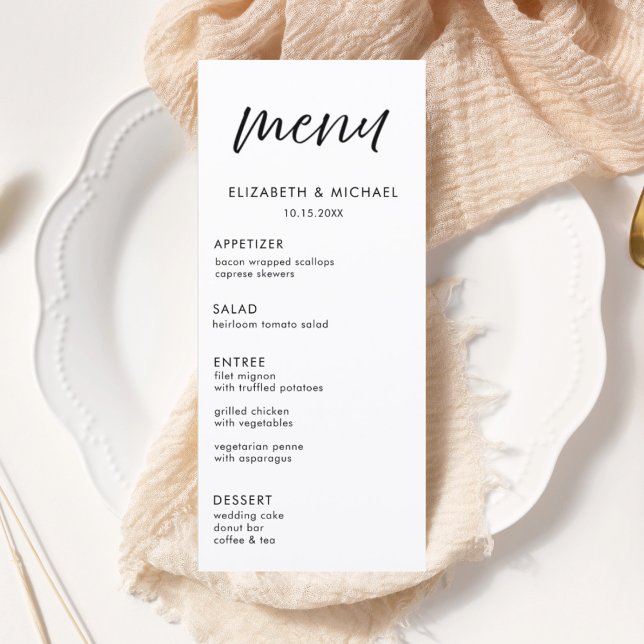 Menu Cardápio de Recepção de Casamento Preto e Branco c (Criador carregado)