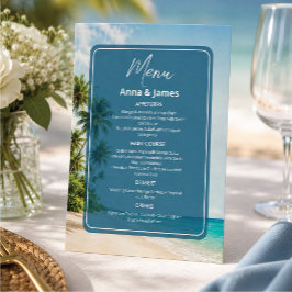 Menu Cardápio de Recepção de Praia Elegante