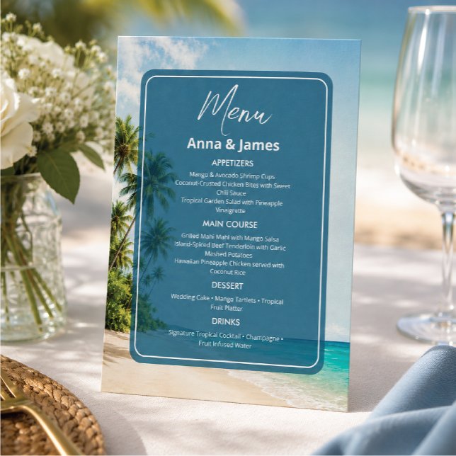 Menu Cardápio de Recepção de Praia Elegante (Criador carregado)
