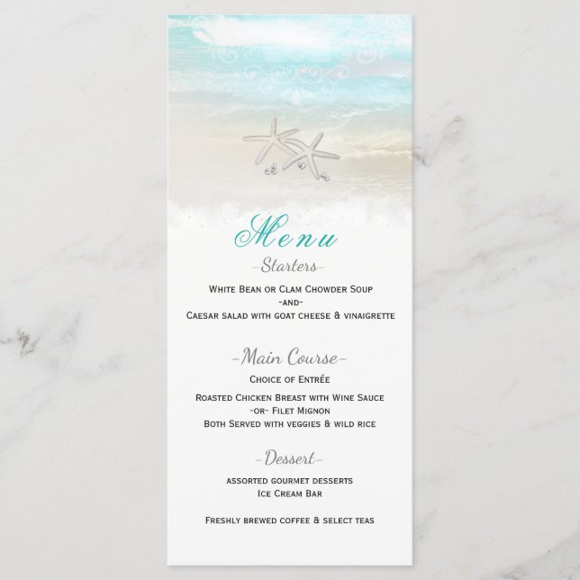 Menu Cardápio de Recepção de Verão Elegante Estrela do  (Frente)