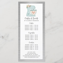 Menu Cardápio de Sobremesas do Chef de Padaria