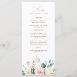 Menu Cardápio do Chá de Bebê Flores Rosa para Bebê Rosa